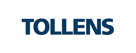 Tollens : Peintures professionnelles et décoration Logo de la marque Tollens écrit en lettres capitales bleu foncé sur fond blanc.